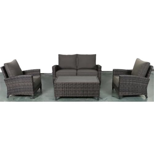 Teva Furniture Barbados Two-Tone Wicker Loveseat Set Grey
