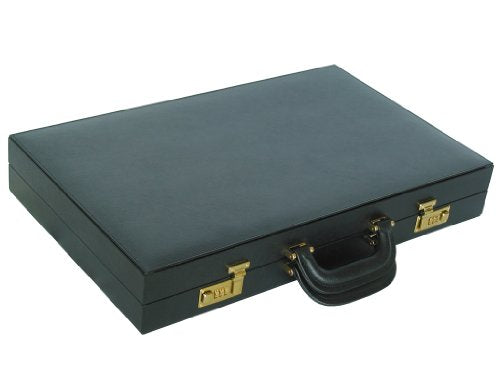 Zaza & Sacci Genuine Leather Backgammon Attache 23" Double-Grip Handle Black