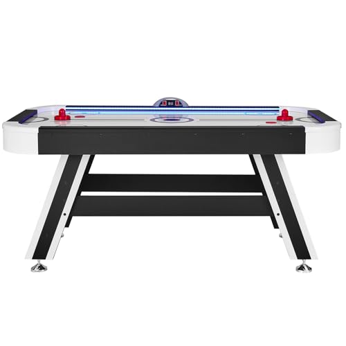 VEVOR Air Hockey Table 72" Indoor LED Sports Game Black and White
