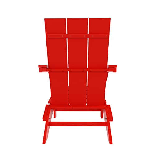 WestinTrends Ashore 8-Piece Modern Poly Folding Adirondack Chair Set Red