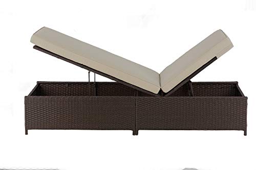 Serta Brown Resin Wicker Outdoor Patio Storage Chaise Lounge Beige