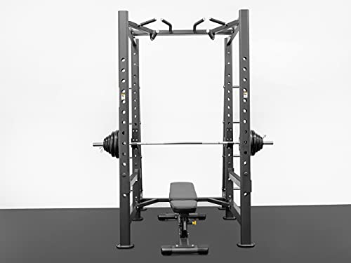 BK BodyKore Commercial Squat Rack & Adjustable Bench 300Lb Olympic Weight Combo Silver Frame