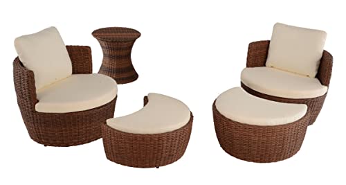 WUnlimited Romantic Collection Outdoor 5-Piece Ottoman Set Brown