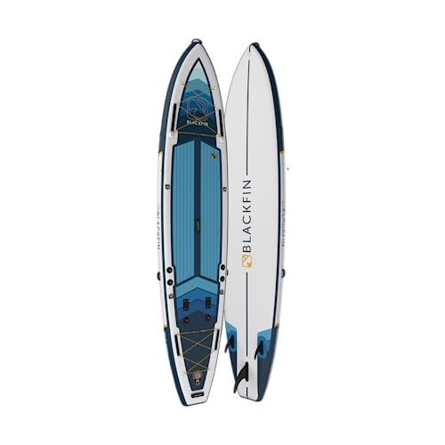 iROCKER Blackfin Model V Inflatable Stand Up Paddle Board Blue Gold
