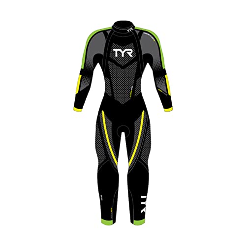 TYR Men's Cat 5 Wetsuit Black/Grn/Yellow S/M