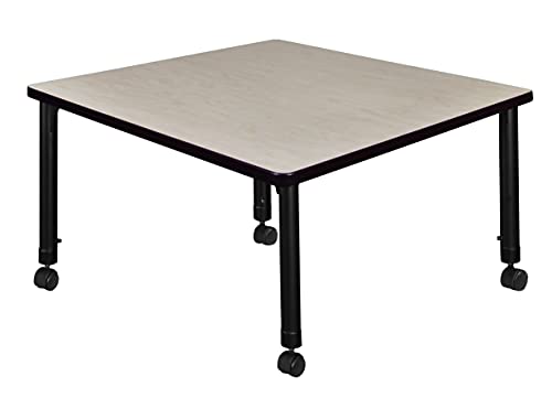 Regency Kee Height Adjustable Mobile Square Classroom Table 36" Maple