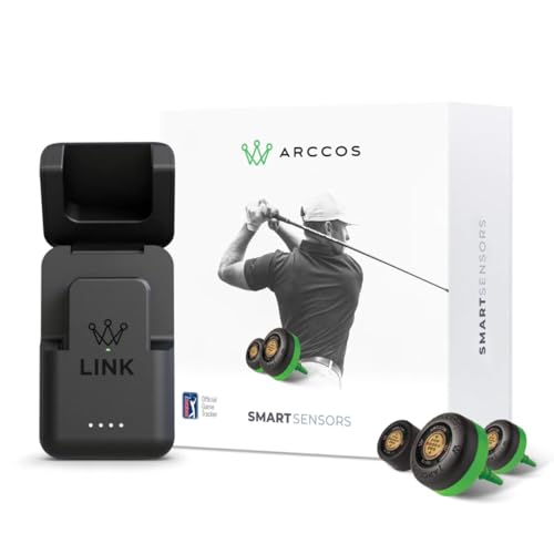 PlayBetter Arccos Smart Sensors (Gen3+) & Arccos Link Pro Gift Box Bundle - Set of 14 Golf Shot Tracker System, A.I. GPS Rangefinder - Includes PlayBetter Portable Charger, Wall Adapter & Hard Case, Gift Box with Arccos Link Pro