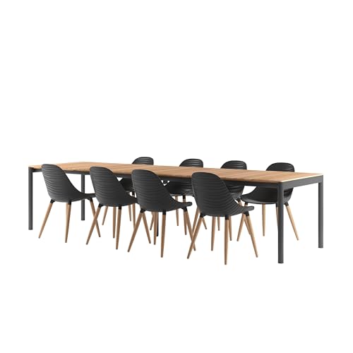 Amazonia Patio Plota 9-Piece Dining Set Certified Teak Black