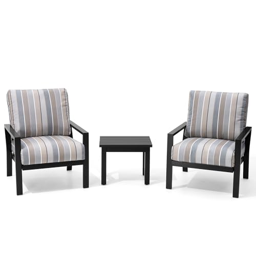 Pellebant 3-Piece Patio Conversation Set with Sunbrella Cushion Aluminum Bistro Set Milano Char