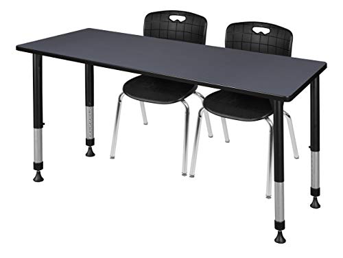 Regency Height Adjustable Classroom Table Set with 2 Andy Chairs Grey/Black
