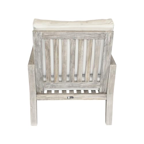 Courtyard Casual Surf Collection 3 Piece Bistro Set with Side Table and Club Chairs Driftwood Gray