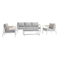 Armen Living Royal Modern Outdoor Patio Conversation Set 4 Piece White