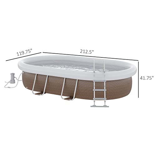 Outsunny 18' x 10' Above Ground Rectangular Pool Set Brown