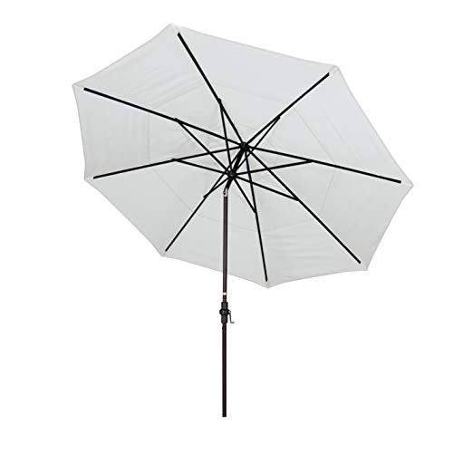 California Umbrella 11' Round Aluminum Market Umbrella with Crank Lift and Collar Tilt, Bronze Pole, Sunbrella Canvas