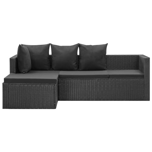 Xinxinxiang 4 Piece Black Patio Set with Cushions