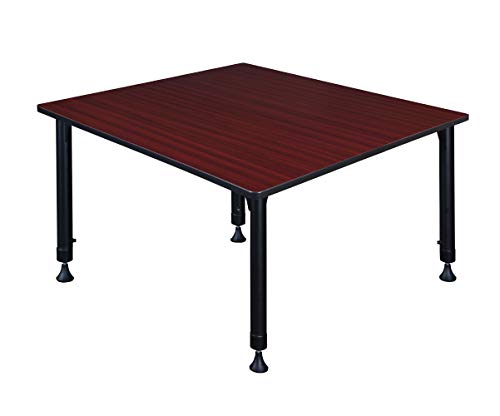 Regency Kee 48" Square Height Adjustable Classroom Table Mahogany Brown