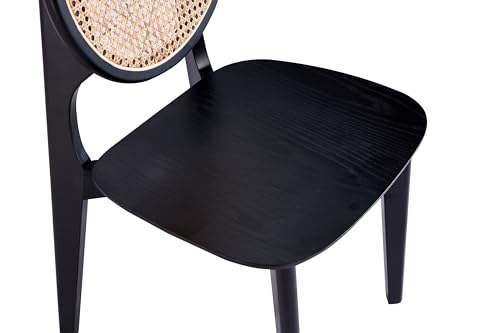 Manhattan Comfort Versailles Rattan Wicker Cane Outdoor Dining Chair Set of 4 Black/Natural