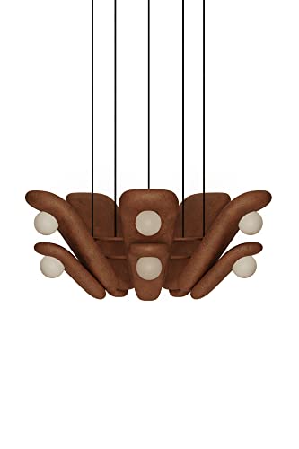Generic Handmade Ceramic Pendant Light Double-Shaped Petals Red Clay