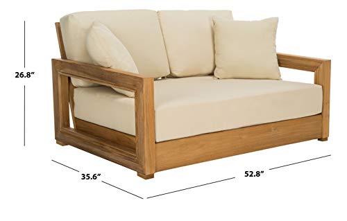 Safavieh Couture Montford Wood Loveseat Natural Teak/Beige