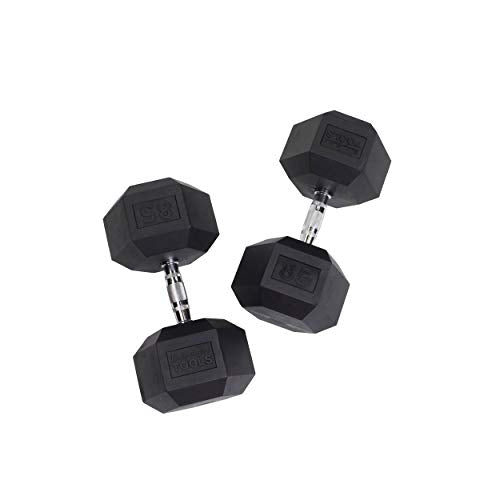 Body-Solid Rubber Coated Hexagon Dumbbells Black