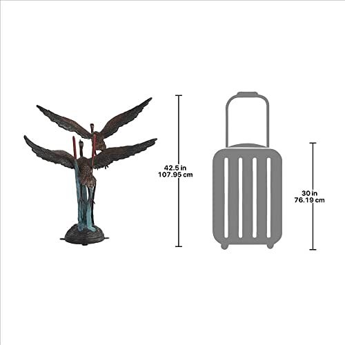 Design Toscano Flying Heron Pair in Reeds Cast Bronze Garden Statue Two Tone Bronze & Verdigris