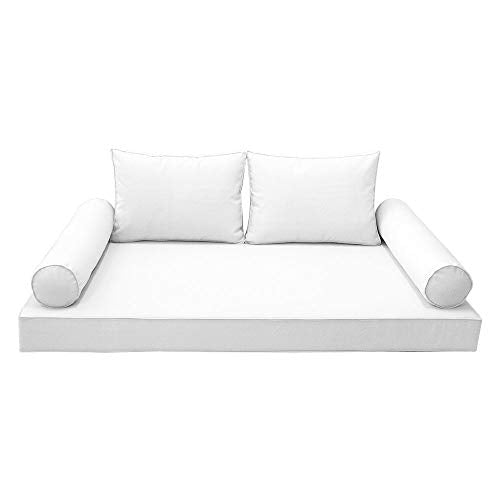 Prolinemax Full Size 5PC Pipe Trim Outdoor Daybed Cushion Set White
