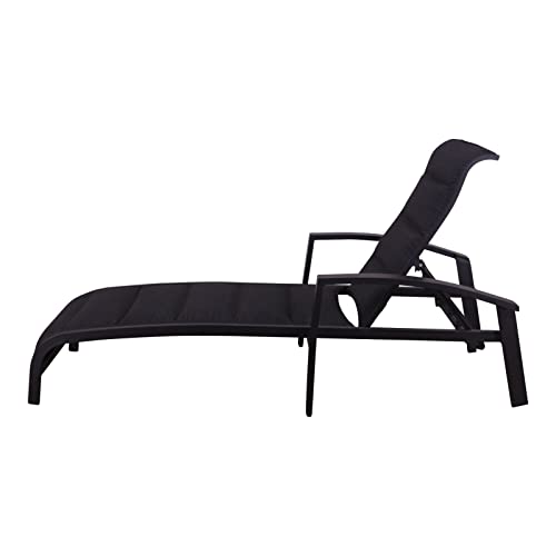 Courtyard Casual Santorini Collection 2-Piece Padded Sling Chaise Lounge Chairs Black