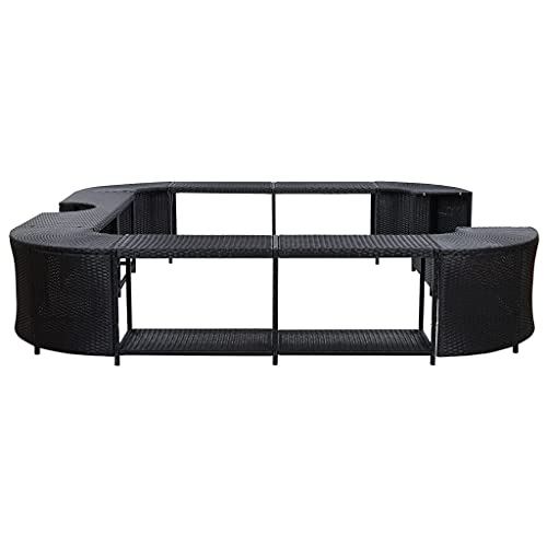 OUSEE Square Spa Surround Black Poly Rattan