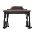 Sunjoy Hardtop Gazebo 10x12 ft Outdoor Heavy Duty Steel Frame Brown