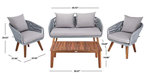 Safavieh Outdoor Prester Rope 4-Piece Patio Set with Cushions Grey/Grey