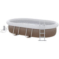 Outsunny 18' x 10' Above Ground Rectangular Pool Set Brown