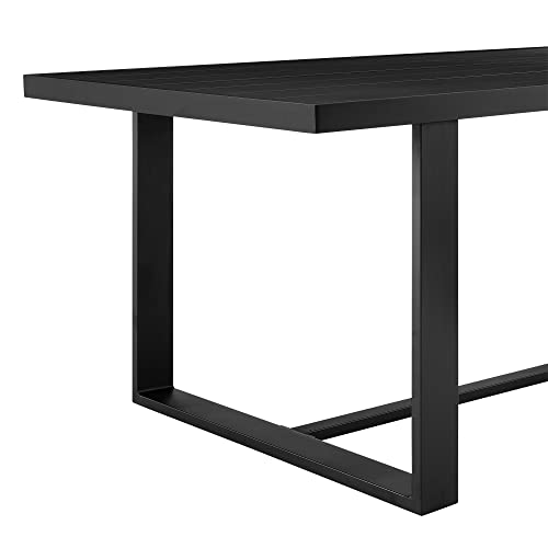 Armen Living Felicia Outdoor Patio 7-Piece Dining Table Set Aluminum Grey Rope Cushions Black