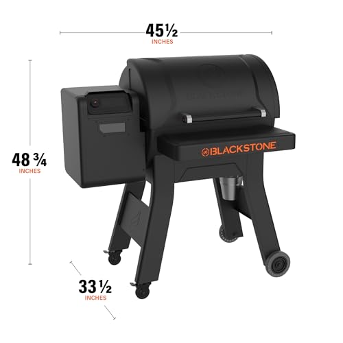 BLACKSTONE Pellet Grill Smoker with 20lb Hopper and Integrated Front Shelf Black