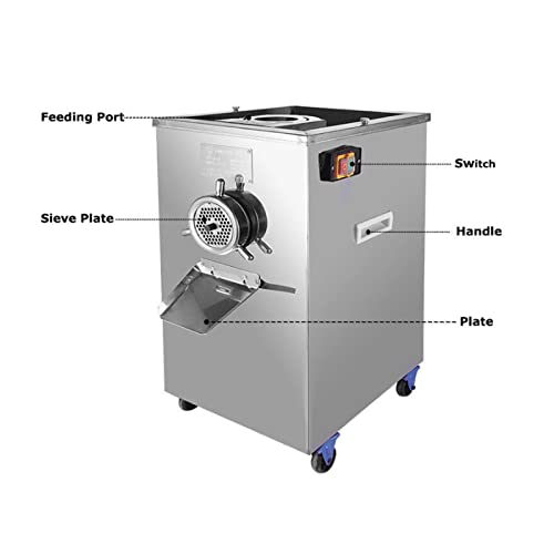 BREVELTION 220V 304 Stainless Steel Electric Meat Grinder Silver
