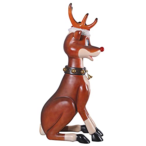 Design Toscano 7 Foot Tall Giant Sitting Reindeer Holiday Decor Statue Full Color