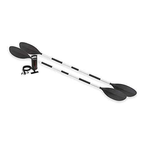 Intex 2-Person Inflatable Kayak with Oars, Air Pump & 4-Person Boat with Oars, Pump