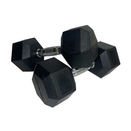 Fitness First Rubber Hex Dumbbell Pairs 85 lbs Black