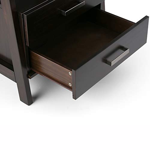 SIMPLIHOME Sawhorse 24" Solid Wood Ladder Shelf Dark Chestnut Brown