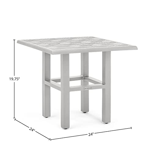 Winston Aspen 3 Piece Seating Set with Lounge Chair, Ottoman, Merge Side Table Coastal Mist