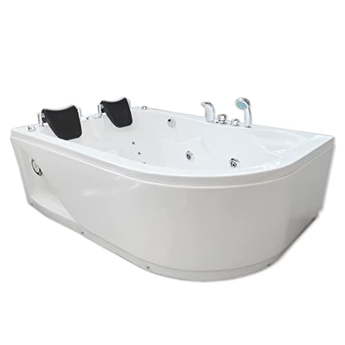 SIMBASHOPPING USA HAVANA Whirlpool Corner Bathtub Hydrotherapy Hot Tub 66.5" 2 Person