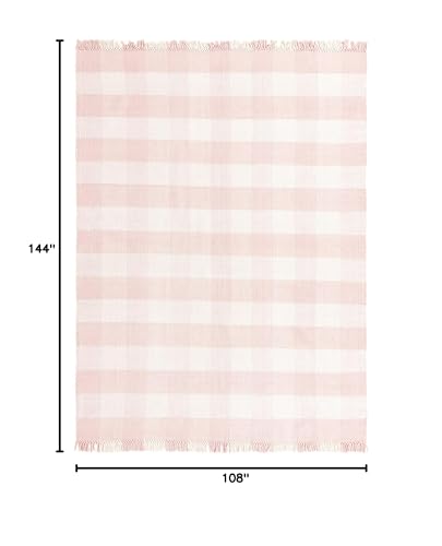 Unique Loom Eco Plaid Indoor Outdoor Washable Area Rug Balmoral 9' x 12' Pink/Ivory