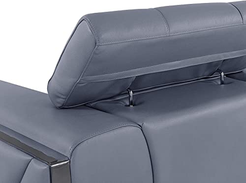 Blackjack Furniture Gianni Italian Leather Sofa with Adjustable Headrests Light Blue