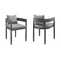 Armen Living Menorca Outdoor Patio Dining Chairs Set of 2 Dark Grey