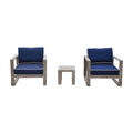 Courtyard Casual North Shore 3 Piece Bistro Set - 1 Side Table & 2 Club Chairs, Driftwood Gray