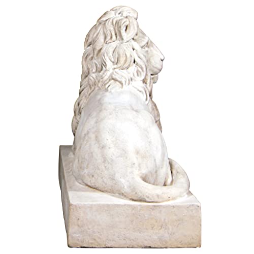 Design Toscano Castle Courtyard Lion Sentinel Statue Head Right Antique Stone