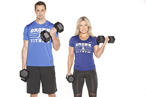 Gronk Fitness Rubber Hex Dumbbell Set - Pairs - 5-50lbs