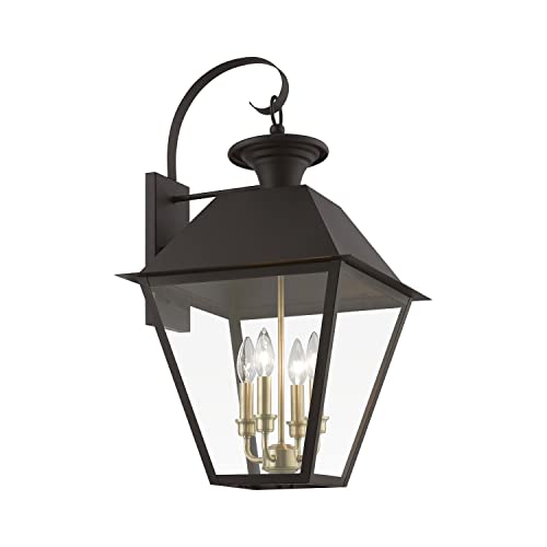 Livex Wentworth 4-Light Extra Large Outdoor Wall Lantern Bronze/Antique Brass