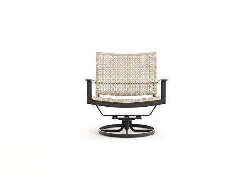 Winston Jasper Swivel Lounge Chair Textured Pewter Frame Beechwood Weave