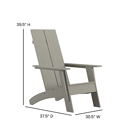 Flash Furniture Set of 4 Sawyer Modern Adirondack Chairs Gray