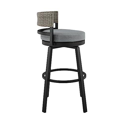 Armen Living Encinitas Outdoor Patio 5-Piece Bar Table Set Dark Grey